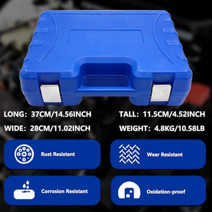 ZKTOOL 47PCS Compression and Leakage Test Kit Petrol & Diesel Dual Gauge Engine Compression Tester Kit Automotive Cylinder Leak Down Tester Kit for HDI, TDCi, Pumpe Duse Engine，0-725PIS - size: 46PCS