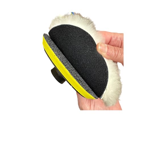 Lambswool Polishing Pads Sheepskin Buffing Pads, 7 Piece Set. Includes 5 Lambs Wool Cutting Pads with Hook, 1 Backing Plate and 1 Drill Attachment - Wool Buffs (6 Inch) - size: 6 Inch