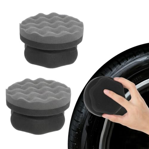 2PCS Tire Dressing Applicator Pad Hex Grip Reusable Car & Truck Tire Shine Applicator No-Drip, Streak-Free Shinig Professional Car Detailing Foam Sponge Brush Tool Works for All Tires Shine & Gels