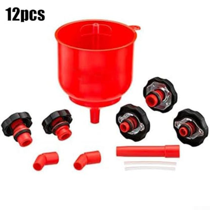Spill Proof Coolant Refill Kit Car Cooling System Tool Set Funnel Stopper for multi Cap Adapters 5 Inch Extension 45 Degree Elbows Red PP ABS Fits Most Domestic and Imported Models for