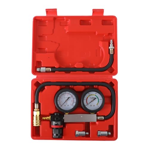 TU-21Cylinder Leak Down Tester Kit, Automotive Engine Compression Leakage Test Kit for Cars Trucks Motorcycles - color: Red-1