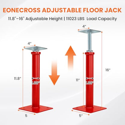 4 Pack House Floor Jacks for Leveling, 11.8-16 in Adjustable Screw Support Posts, Up to 11,023 lb Each, for Crawl Space, Floor Joists and Basement Beams - size: 11.8''-16''(No Turning Bar)