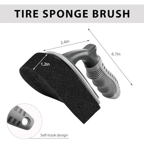Car Tire Shine Applicator, High-Density Sponge Tyre Dressing Applicator Pad with Curved Handle, Reusable Wheel Polishing Brush Auto Detailing Foam for Applying Tire Shine (1 PCS) - color: 1pcs