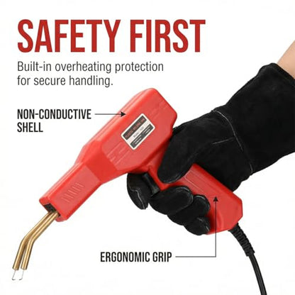Car Plastic Welder, Vehicle Bumper Repair Welding Gun Kit with 200PCS Hot Staplers, Automotive Hot Stapler Weld Gun with Portable Toolbox, Universal for Most Vehicles