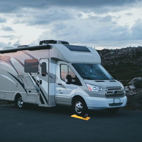 Homeon Wheels 10 Packs Rv/Camper Leveling Blocks, Chocks Anti-Slip Pads Design Include One Wheel Chock and Carrying Bag for Camper Travel Trailer - color: Yellow + Black chock