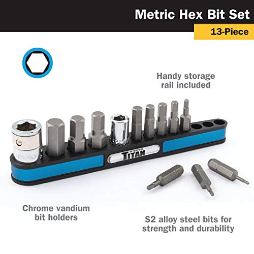 Titan 16112 Metric Hex Bit Set, 13 Piece (13 Piece Metric Hex Bit Set) - style: Standard