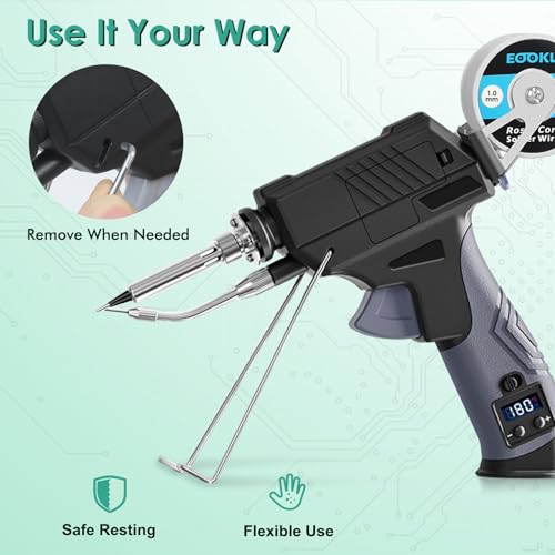 Soldering Iron Gun, 60W Auto Feed Soldering Gun with Adjustable Temperature LCD Display and Solder Wire for Electronic PCB Repair DIY - style: Soldering Iron gun