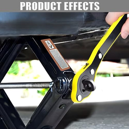 Zpana Car Jack Ratchet Wrench, Labor-Saving 360° Forward and Reversal Knob Design Scissor Jack Handle, High Torque Garage Tire Wheel Lug Wrench Tool, Universal for SUV RV Sedan