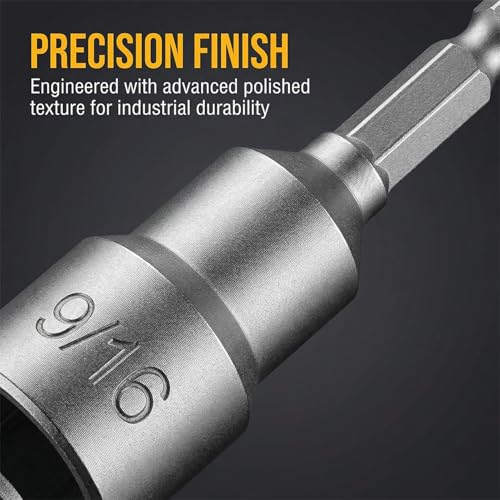 3 PCS 9/16" Impact Magnetic Nut Driver Set, Ultra Magnetic 2.5" (65mm) Long, 1/4" Hex Shank, Heavy Duty Cr-V Steel