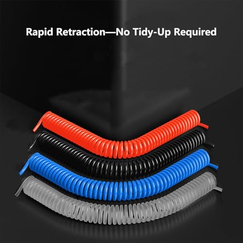 Air Compressor Tool Hose, PU Spring Tube Air Pressure Hose Spiral Pipe for Compressor Flexible Air Tool Recoil Air Hose，Red(OD10xID6.5mm 6M(20ft)) - size: OD10xID6.5mm 6M(20ft)