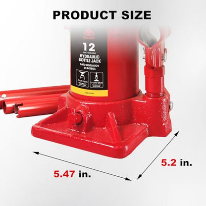 Jack Boss Bottle Jack 12 Ton (24,000 LBs) Hydraulic Car Jack, Fit for Auto Truck Repair and House Lift, AS91207-JB - size: 12T