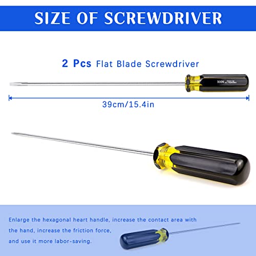FERCAISH Slotted and Phillips Screwdriver, 2 PCS 15" Long Screwdriver Set -Flat Screwdriver, High Strength Magnetic Screwdriver (2P-2) - color: 2pcs-flat Blade
