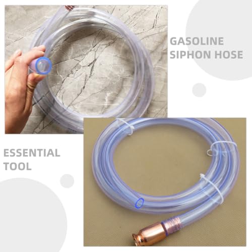SOLUSTRE Gasoline Siphon Hose Kit with 3 Meter Transfer Hose and Copper Fittings, Automatic Oil and Water Pump for Car Fluid Extraction and Fuel Transfer