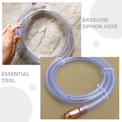 SOLUSTRE Gasoline Siphon Hose Kit with 3 Meter Transfer Hose and Copper Fittings, Automatic Oil and Water Pump for Car Fluid Extraction and Fuel Transfer