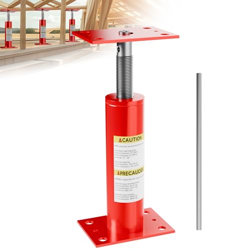 1 Pack Basement Floor Jack, Heavy Duty Adjustable Jack Post Basement Floor House Screw Jacks for Porch Roof Deck Staircase, 12"-16" Height Range 19475 lbs Max Load Capacity Red (1 PCS) - color: 1 Pack
