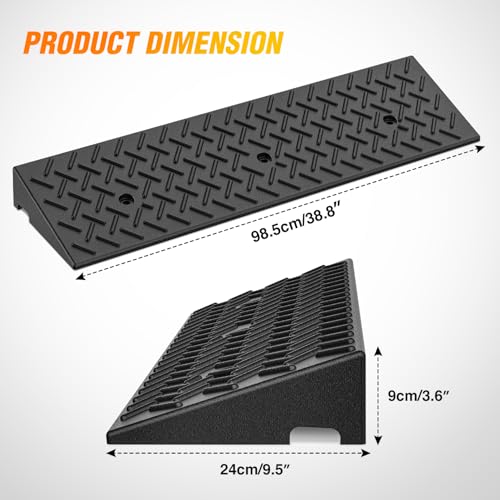 Nilight 3.6" Rise Curb Ramps, Heavy Duty Rubber Driveway Threshold Shed Ramp for Sidewalk Cars Lawn Mower Wheelchairs Motorcycles, 3300lbs Load Capacity - size: 3.6" Rise