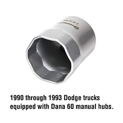 Powerbuilt 2-9/16 Inch Rounded Wheel Bearing Lock Nut Socket, 6 Point Hex, Dodge Trucks Manual Hubs - 647067 - style: 2-9/16" Rounded Hex