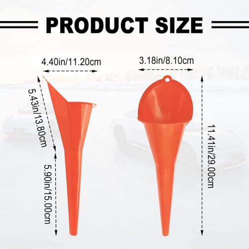2 Pieces Automotive Plastic Oil Funnels with Long Neck Multi-Function No Spill Design for Gas Coolant Transmission Fluid Engine Oils Fuel Lubricants and Diesel (Yellow) - color: yellow