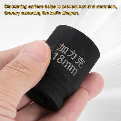 HARFINGTON 3pcs 4 Point Square Socket 1/2" Drive 18mm Metric Square Impact Socket CR-V Blackening Standard Wheel Sleeve Pneumatic Sleeve Tool for Auto Repair Mechanical Maintenance Home Use - size: 18mm