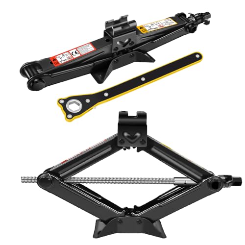 Scissor Lift Jack 2 Ton Portable Tire Jack Small Car Jack Kit with Saving Ratchet Wrench Tire Change Kit Tool for Car SUV MPV 4" to 15" Height Range Black