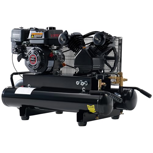 Albott 6.5HP Gas Powered Air Compressor 8 Gallon Portable Air Compressor | 196cc Loncin Engine Max 115PSI Pressure Pneumatic Tool Compatible Commercial and Residential Use - size: 8 Gal