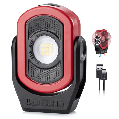 Magnetic Work Light – 780 Lumen Compact Pocket Light, Rechargeable 3000mAh, 360° Pivot, Durable & Portable for Mechanics & Jobsites (Red) - color: Red, size: 1 Pack-780lm