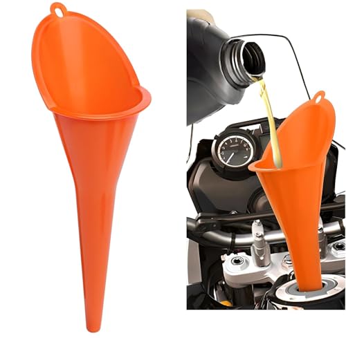 Long-Neck Oil Funnel for Automotive – Multi-Function Plastic Funnel for Oil, Gas & Lubricants – Universal Car Accessory (Orange (1-Pack)) - color: Orange (1-Pack)