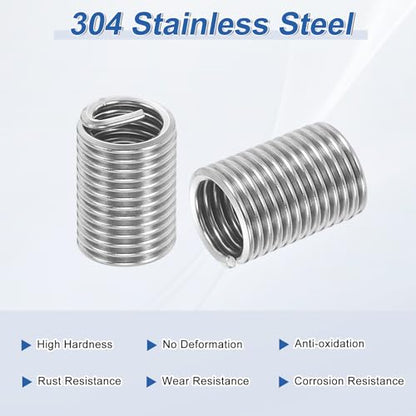 PATIKIL Wire Thread Inserts 3/8-16 UNC 2.5D 23.8mm, 20Pcs 304 Stainless Steel Helical Coiled Wire Screw Threaded Sleeve Sheath for Mechanical Equipment Automotive Repairs - size: 3/8-16 UNC, 23.8mm