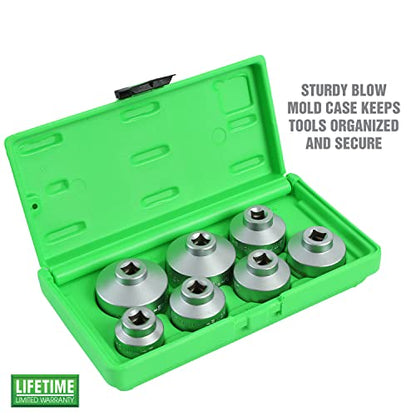 OEMTOOLS 27197 Oil Filter Socket Set, 7 Piece Oil Filter Wrench Set with 24mm, 27mm, 29mm, 30mm, 32mm, 36mm & 38mm Oil Filter Removal Tool for Mercedes, GM, Ford, BMW, MINI, Dodge - style: 7 Piece Socket Set