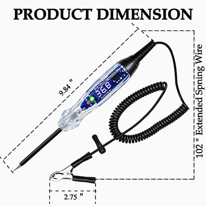 Buzzer Test Light Automotive, 4-60V DC LED Digital Circuit Tester, Heavy Duty Light Tester with Voltmeter, Auto Voltage Tester Electric Probe Test Pen for Fuse, Battery, Polarity
