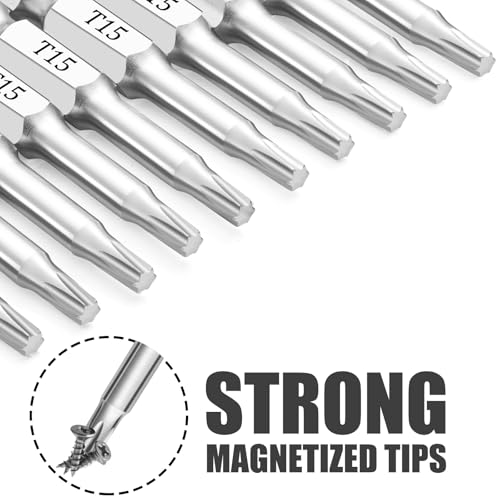 T15 Torx Bits(10-Pack 2 Inch), 1/4 Inch Hex Shank S2 Steel Magnetic star 6 Point Screwdriver bit set - style: T15