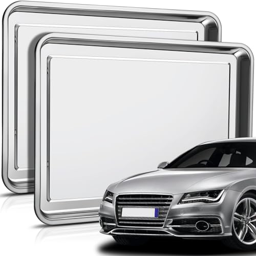 2 Pcs Stainless Steel Oil Drip Pan for Under Car 23.6 x 15.8 Inch Automotive Oil Change Pan Silver Rust Resistant Motorcycle Drip Tray Replacement Tray for Garage Floor - size: 23.62 x 15.75 Inch