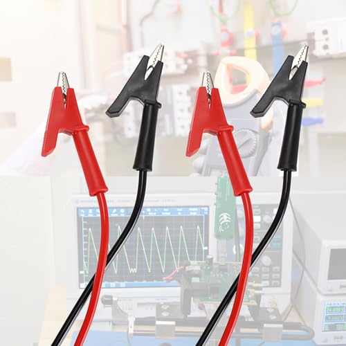 Sumnacon Dual Ended Crocodile Alligator Clips, 15A Test Lead Wire Cable with Insulators Clips, 2Pcs 6.6 Ft/2M Test Flexible Cable with Protective Jack Copper Clamps for Electrical Testing - size: 2 m