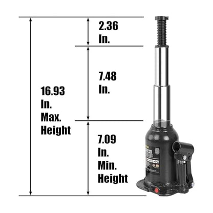 10 Ton (20,000 LBs) Double Ram Welded Hydraulic Car Bottle Jack for Auto Repair and House Lift, Black - size: 10TON-Black