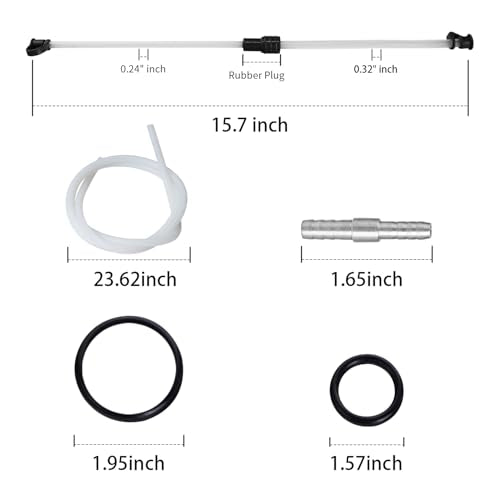 Thorstone Oil Pump Accessory Kit with 23.6 Inch Hose & 2 Suction Tubes | Including Extra O-Rings And Connectors For Manual Oil Changer Vacuum Fluid Extractor Pump - size: 60cm hose accessory kit