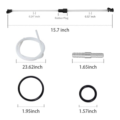 Thorstone Oil Pump Accessory Kit with 23.6 Inch Hose & 2 Suction Tubes | Including Extra O-Rings And Connectors For Manual Oil Changer Vacuum Fluid Extractor Pump - size: 60cm hose accessory kit