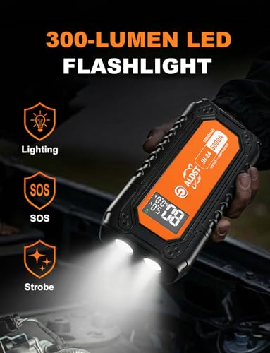 Jump Starter 5000A 10000mAh, 12V Battery Pack for 9.0L Gas 8.0L Diesel | Battery Jumper Starter Portable, PD45W Fast Charging Power Bank, LED Display Flashlight for Cars Trucks RVs