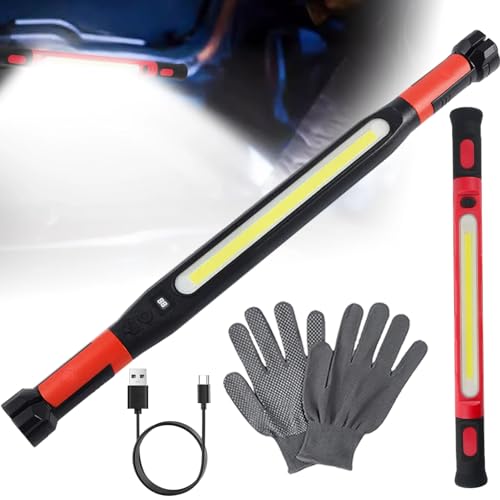 3000 Lumens Rechargeable Work Light,IP54 Waterproof Cordless Battery Powered Mechanic Light for Work,Portable Cordless Underhood Magnetic Work Light with Hooks,Tough & Built for Every Job (Red) - color: Red