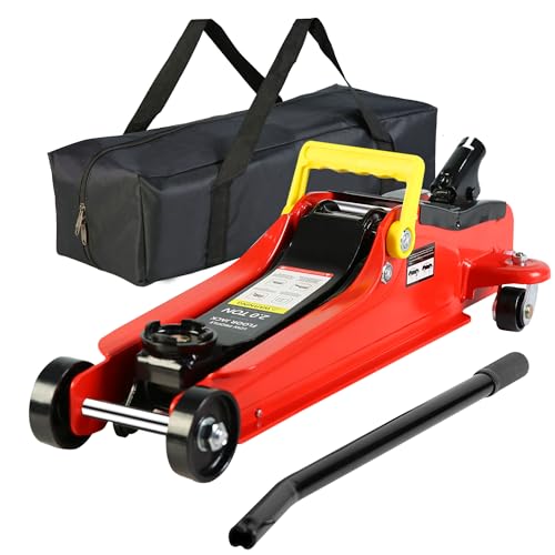 2 Ton Floor Jack Portable Vehicle Car Jack, Hydraulic Low Profile Rise Floor Jack with Single Pump Piston, 4000 lbs Capacity, Lifting Range 3.3"-15.2" - color: Red, size: 2 Ton Single Pump