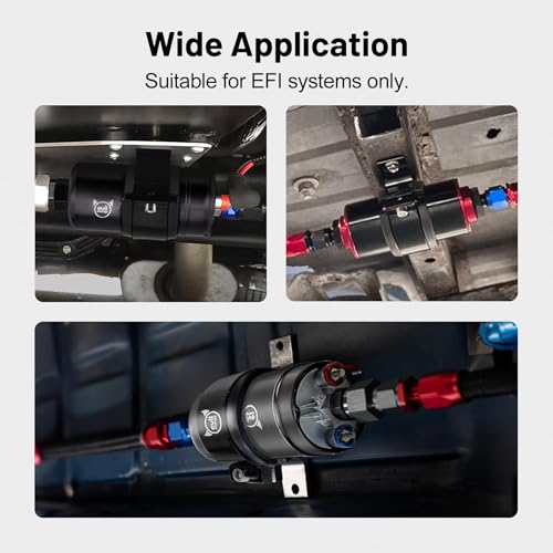 EVIL ENERGY External Inline Fuel Pump Electric 300LPH High Flow 12V with 60MM Bracket Clamp Black - color: Black