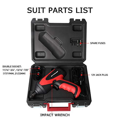 Car Impact Wrench 1/2 Inch & 12 Volt Portable Electric Impact Wrench Kit, Tire Repair Tools with Sockets and Carry Case