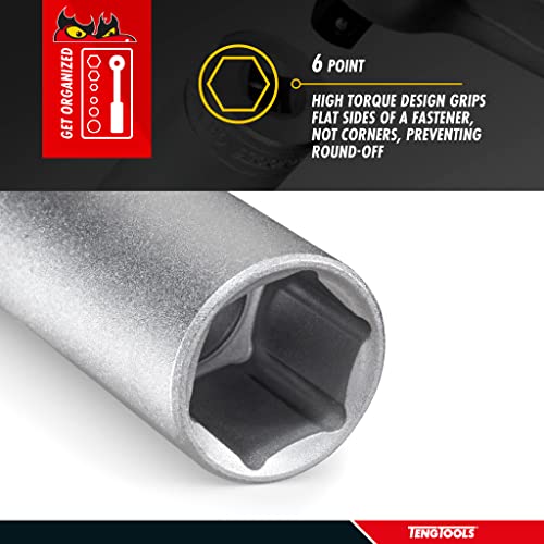 Teng Tools 5/16 Inch 6 Point SAE Deep 1/4 Inch Drive Chrome Vanadium Socket | Mechanic Tool | Hand Tool - M140210-C - size: 5/16 Inch, style: Deep SAE