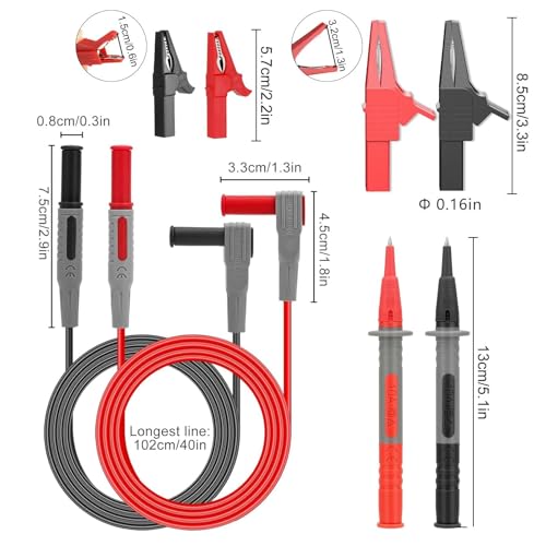 26PCS Multimeter Leads, Back Probe Kit, Multimeter Test Leads Kit with Alligator Clips, Replaceable Wire Piercing Probes, Test Hooks, Back Probe Pins for Digital Electrical Testing