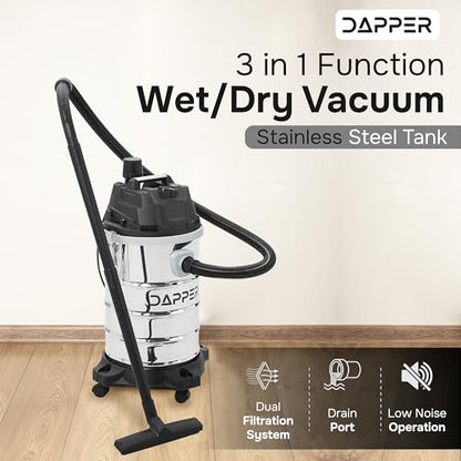 Dapper Supply 10 Gallon 4.0 Peak HP Wet/Dry Vacuum, Stainless Steel Tank, 3 in 1 Function Portable Shop Vacuum with Attachments, Ideal for Jobsite, Garage & Workshop. - size: 10 Gal