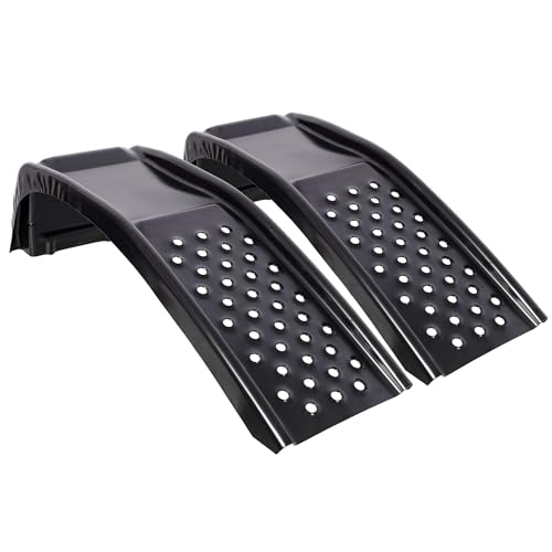Heavy Duty Car Ramps Set of 2, Steel Auto Ramps 8000 LBS Capacity, Low Profile Car Ramps for Oil Change, Vehicle Service Ramp for Cars SUV & Light Trucks, 9" Lift Height (Black) - color: Black