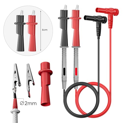 Goupchn 6PCS Multimeter Test Leads Kit for Electrical Testing | Push On Alligator Clips, Stackable Banana Plug to Test Hook Cable Set, 1000V 10A - style: P1506C