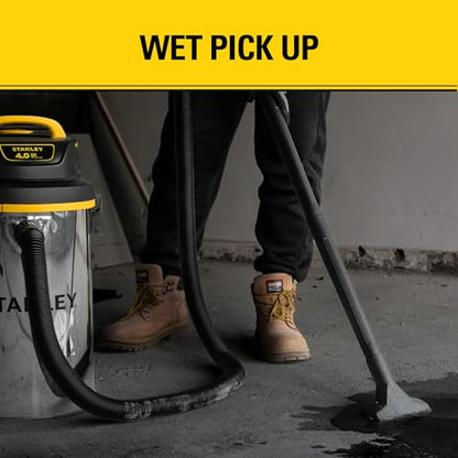 STANLEY Wet Dry Vacuum,4.5 Gallon 4HP Wall Mounted Shop Vac,26 Cleaning Ranging Stainless Steel Tank,Garage/ Home/Upholster/Laundry/Rooms Vacuum SL18133 - color: Sl18133