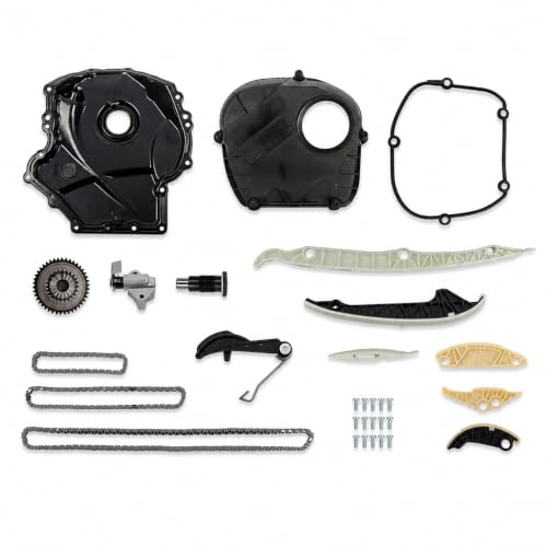 Engine Timing Chain Kit Compatible with A4 A5 A6 Jetta Passat | 2006-2017 Fit, 06K115225C, EA888 1.8T 2.0T, Valve Cover Included, 06H103269H06K109158AD, 06H109210AG