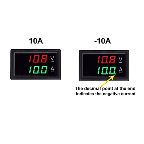 Volt Amp Meter, DC 5-100V 100A Dual Display Current Voltage Meter, Digital Mini Ammeter Voltmeter Gauge with Hall Effect Sensor Current Transformer