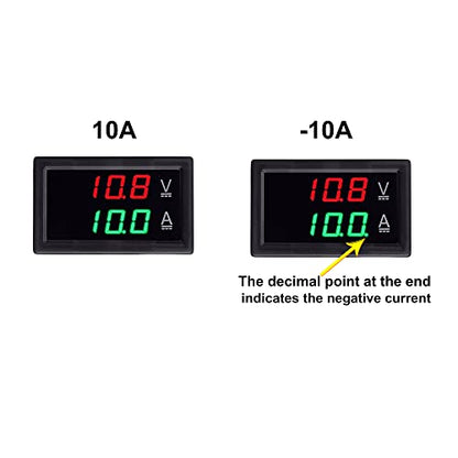 Volt Amp Meter, DC 5-100V 100A Dual Display Current Voltage Meter, Digital Mini Ammeter Voltmeter Gauge with Hall Effect Sensor Current Transformer